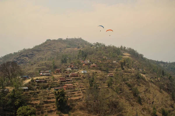 Görünümü Pokhara Çevre Pokahara Nepal Üzerinden Uçan Pirinç Terasları — Stok fotoğraf