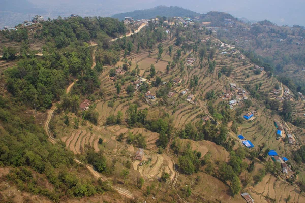 Vista Sui Dintorni Pokhara Volare Pokahara Nepal Terrazze Riso — Foto Stock