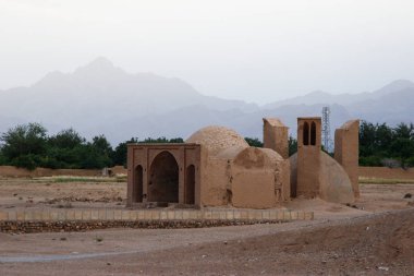 Ancient sandy house in the traditional style of Iran. Persia