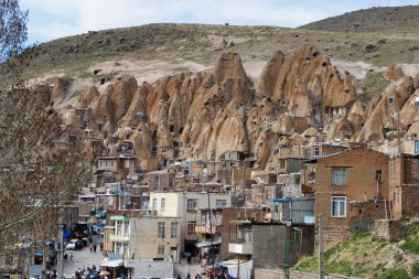 Eski İran mağara köyde Kandovan kayalar. Persia mirası. UNESCO