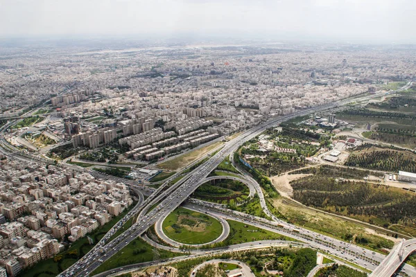 Top View Iranian Capital Tehran Megapolis Road Junctions — Stock Photo, Image
