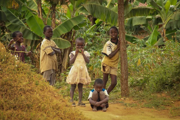 Kampala Uganda Tammikuuta 2015 Afrikan Kylän Lapset Leikkivät Kotinsa Lähellä — kuvapankkivalokuva
