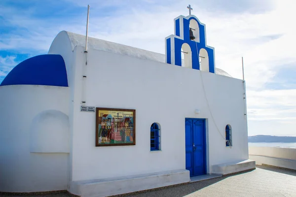 Santorini Sziget Görögország November 2016 Kupolák Kék Fehér Falakat Templom — Stock Fotó