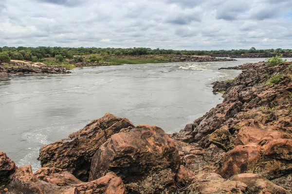 Málo Známé Beautifulngonye Vodopády Řece Zambezi Západní Zambii Nedaleko Města — Stock fotografie