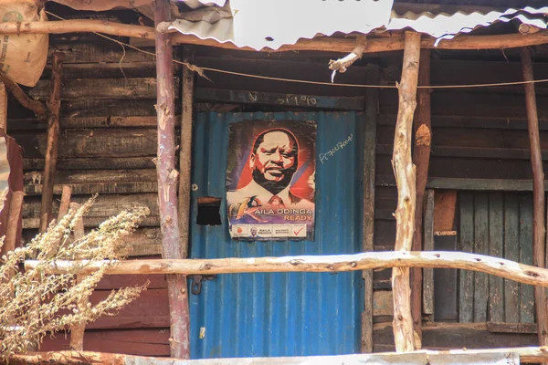 Кібера Найробі Кенія Лютого 2015 Плакат Місцевих Депутат Однією Найбідніших — стокове фото