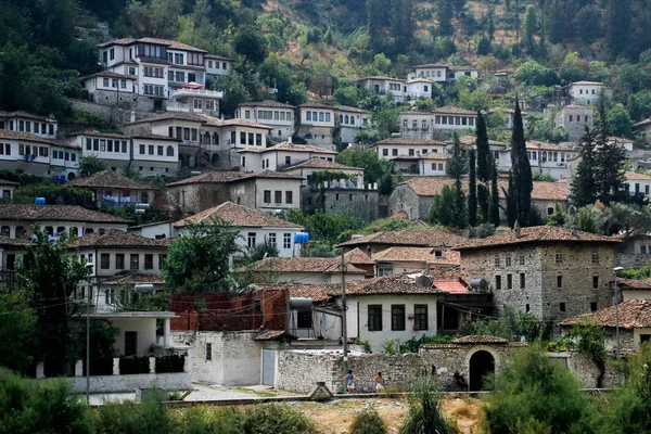 Berat Albanie Août 2017 Joliment Décorées Maisons Ottomanes Ville Blanche — Photo