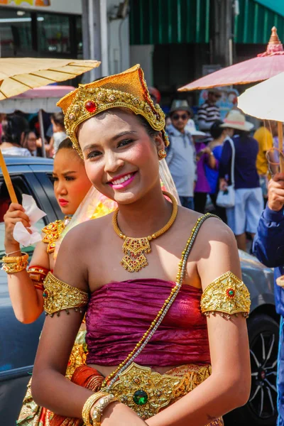 Ayutthaya Thaiföld 2018 Március Esküvő Utcán Fiatal Vonzó Thai Nők — Stock Fotó