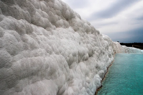 Famous and amazing thermal springs Pamukkale or Cotton Castle in Denizli Province in Turkey. traverdenes and nature miracle