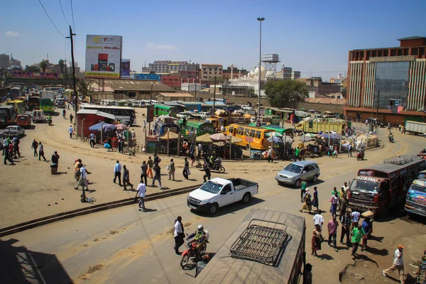 Найробі Кенія Січня 2015 Зайнятий Вулиці Повно Громадського Транспорту Автобуси — стокове фото