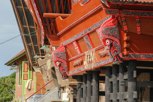 Parapat Sumatra Janeiro 2018 Arquiteto Casas Tradicional Incomum Com Barcos — Fotografia de Stock