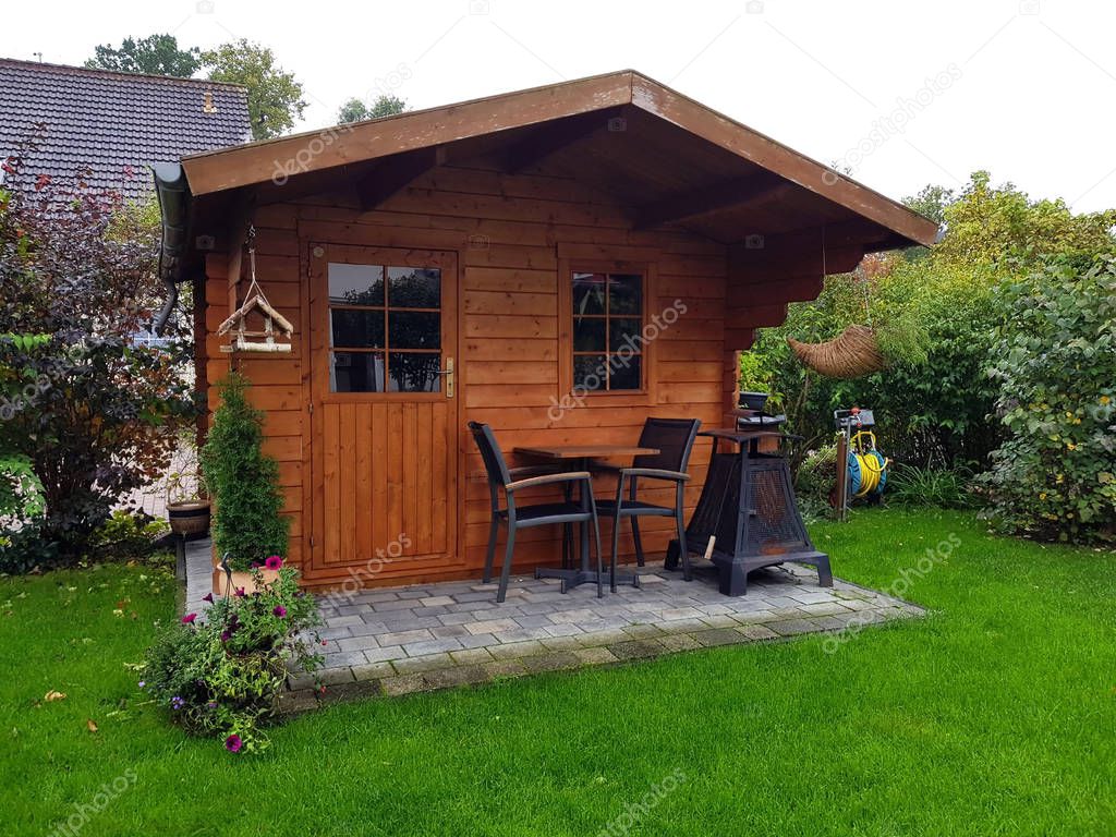 Ground wooden garden shed