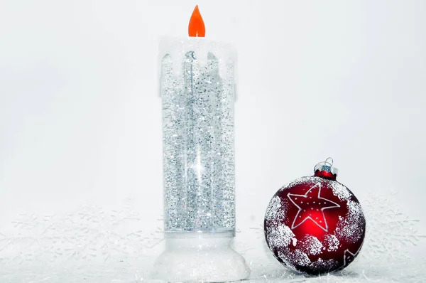 Festlicher Hintergrund Der Weihnachtlich Leuchtenden Kerze — Stockfoto