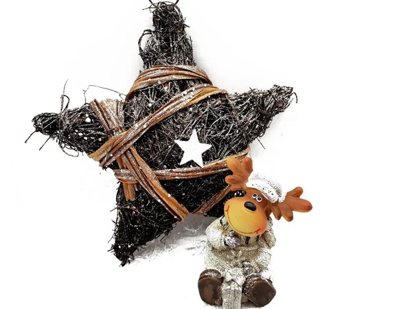 Fondo Festivo Estrella Animal Carreras Alces Navidad — Foto de Stock