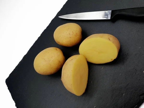 Potato Released White Background Slate — Stock Photo, Image