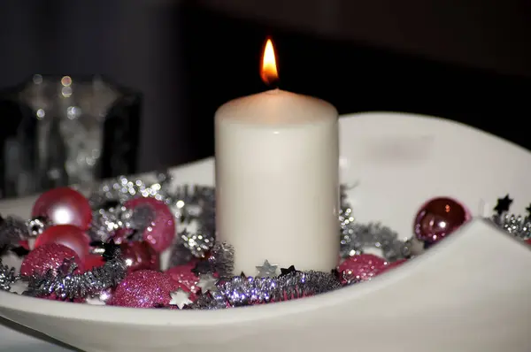 Festive Christmas Candle Advent — Stock Photo, Image