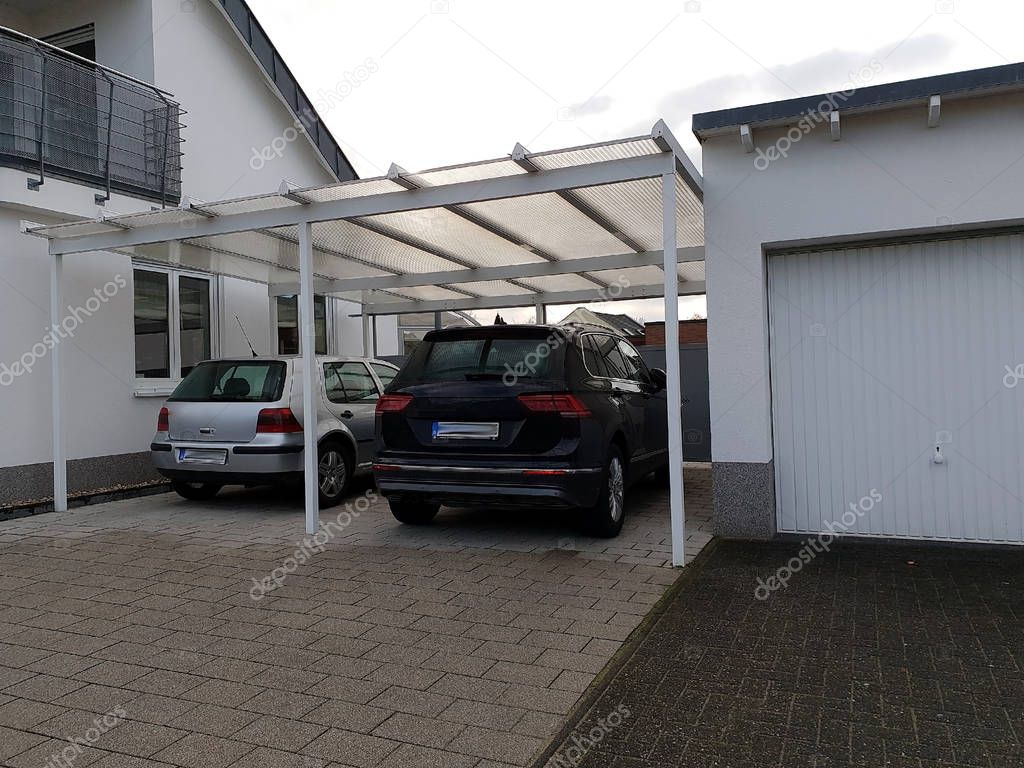 Garage carport for the car at the house