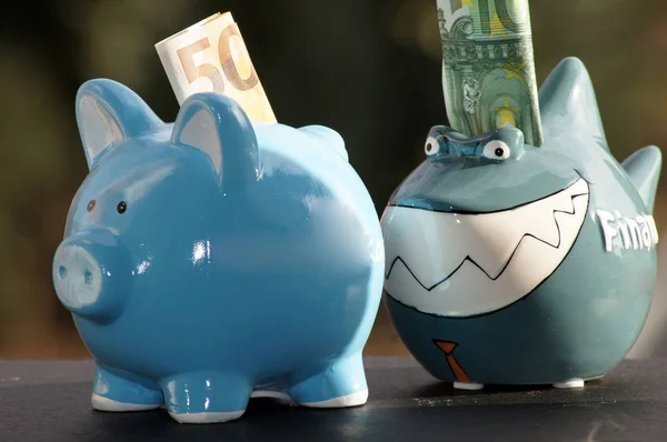 Financial Shark Chases Piggy Bank — Stock Photo, Image