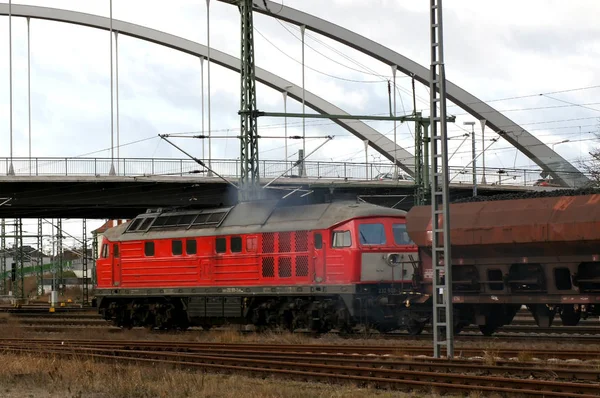 Freight Train Loaded Lignite Railroad Tracks — Stock Photo, Image