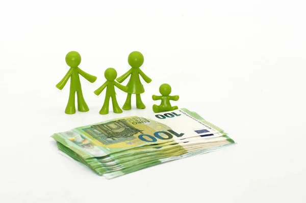 100 Notas Euro Com Família Isenta Fundo Branco — Fotografia de Stock