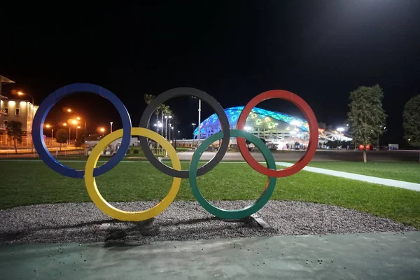 stock image installation Olympic rings in the city of Sochi