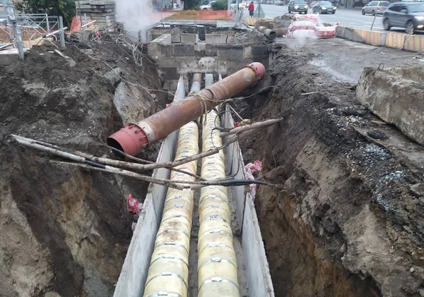 water and gas pipes are in the trench