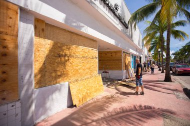 Abd. Florida. Miami Beach, Eylül 2017: Miami Beach Şehri Irma kasırgasına hazırlanıyor. Florida. Abd.