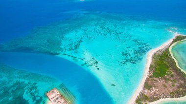 Dry Tortugas Ulusal Parkı'ndaki adanın havadan görünümü, Florida, ABD