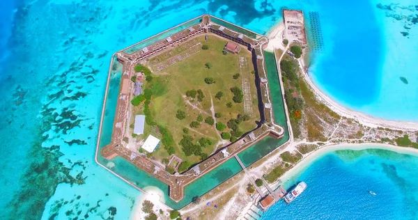 Légi Felvétel Polgárháború Fort Jefferson Száraz Tortugas Nemzeti Park Amerikai — Stock Fotó