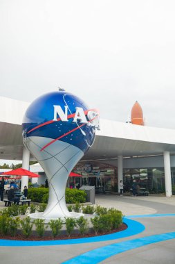 NASA işaret Kennedy Uzay Merkezi, Cape Canaveral, Florida, ABD