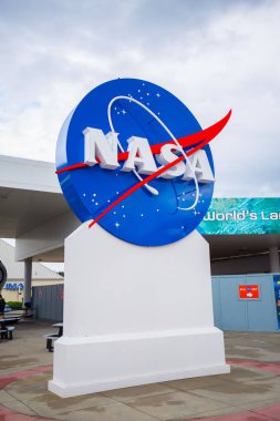 NASA işaret Kennedy Uzay Merkezi, Cape Canaveral, Florida, ABD