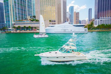 USA, FLORIDA, MIAMI - 17 FEBRUARY 2017: Miami International Boat Show, Downtown Miami, Key Biscayne clipart