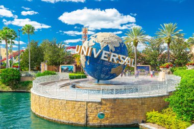 ORLANDO, USA - 23 NOVEMBER 2018: famous Universal Globe at Universal Studios in Orlando, Florida clipart