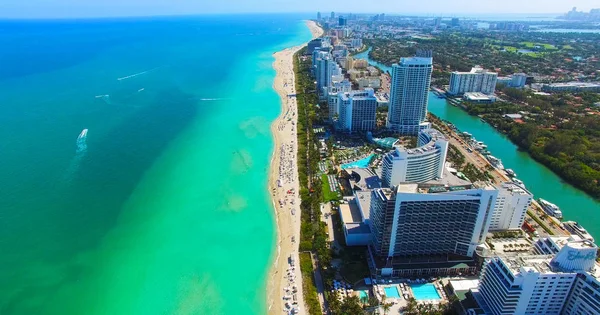 Vista Aérea South Beach Miami Beach Florida Eua — Fotografia de Stock