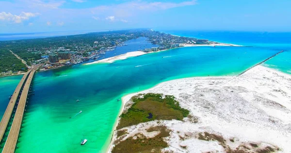 Widok Lotu Ptaka Mostu Redneck Beach Panama City Florydzie Usa — Zdjęcie stockowe