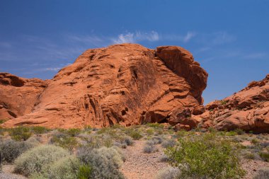 Kırmızı kayalar ve dağlar, Arches National Park, çöl vadi, Utah, ABD