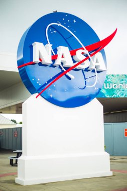 NASA işaret Kennedy Uzay Merkezi, Cape Canaveral, Florida, ABD