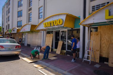 Abd. Florida. Miami Beach, Eylül 2017: Miami Beach Şehri Irma kasırgasına hazırlanıyor. Florida. Abd.