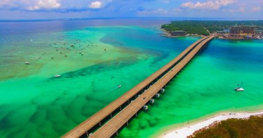 Aerial View of bridge on redneck Beach, Panama City Florida, USA  clipart