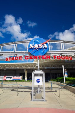 NASA işaret Kennedy Uzay Merkezi, Cape Canaveral, Florida, ABD