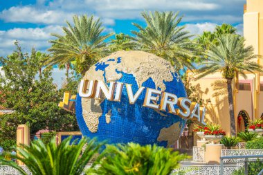 ORLANDO, USA - 23 NOVEMBER 2018: famous Universal Globe at Universal Studios in Orlando, Florida clipart