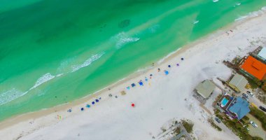 Atlantik okyanusu. Miami Beach, South Beach, Florida havadan görünümü. Abd