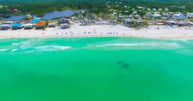 Atlantik okyanusu. Miami Beach, South Beach, Florida havadan görünümü. Abd