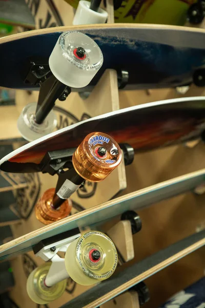 Nahaufnahme Von Skateboards Ron Jon Surf Shop Cocoa Beach Florida — Stockfoto