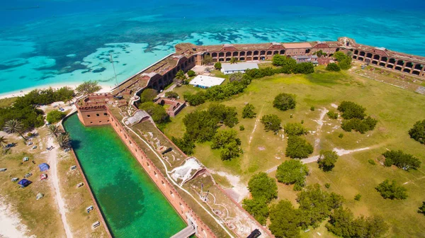 Luchtfoto Van Burgeroorlog Fort Jefferson Dry Tortugas Nationaal Park Florida — Stockfoto