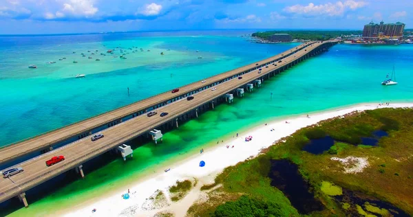 Vista Aérea Del Puente Redneck Beach Ciudad Panamá Florida — Foto de Stock