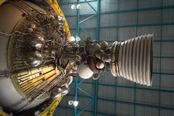 Apollo / Saturn V Center, Space hangar with rocket at Kennedy Space Center in Florida, USA