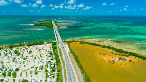 Letecký Pohled Most Sedm Mil Nad Modrou Vodou Floridě Usa — Stock fotografie