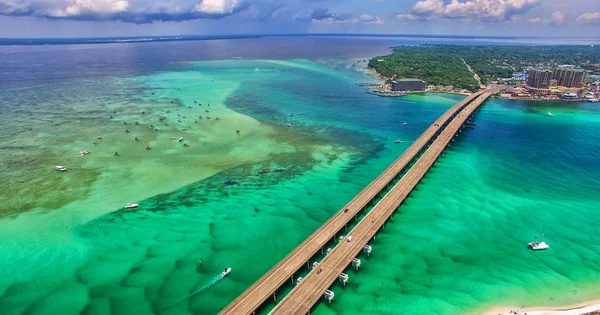 Vue Aérienne Pont Seven Miles Dessus Eau Bleue Floride États — Photo