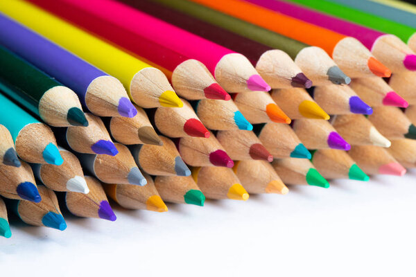 close up of Colored sharpened pencils