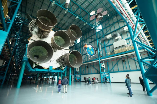 Apollo Saturn Center Utrymme Hangar Med Raket Kennedy Space Center — Stockfoto